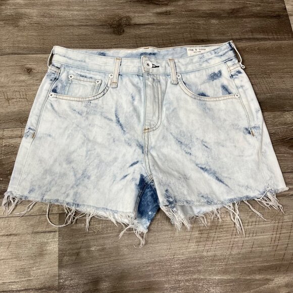 Rag & Bone Dre Low Rise Denim Cutoff Short Tie Dye Blue Women’s Size 25 - Picture 1 of 11